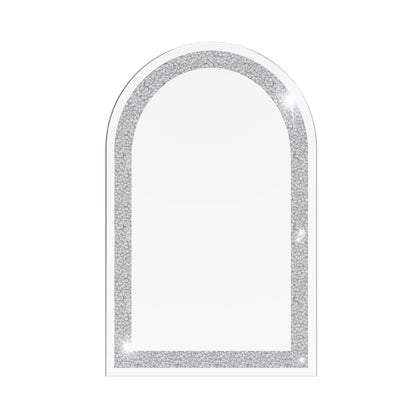 Arched-frame Wall Mirror with Crystal Crushed Diamond Inlay