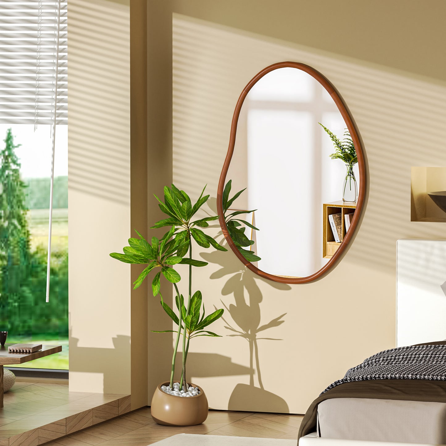 Asymmetrical Wood Mirror Irregular Wall Mirror, Same as Amazon