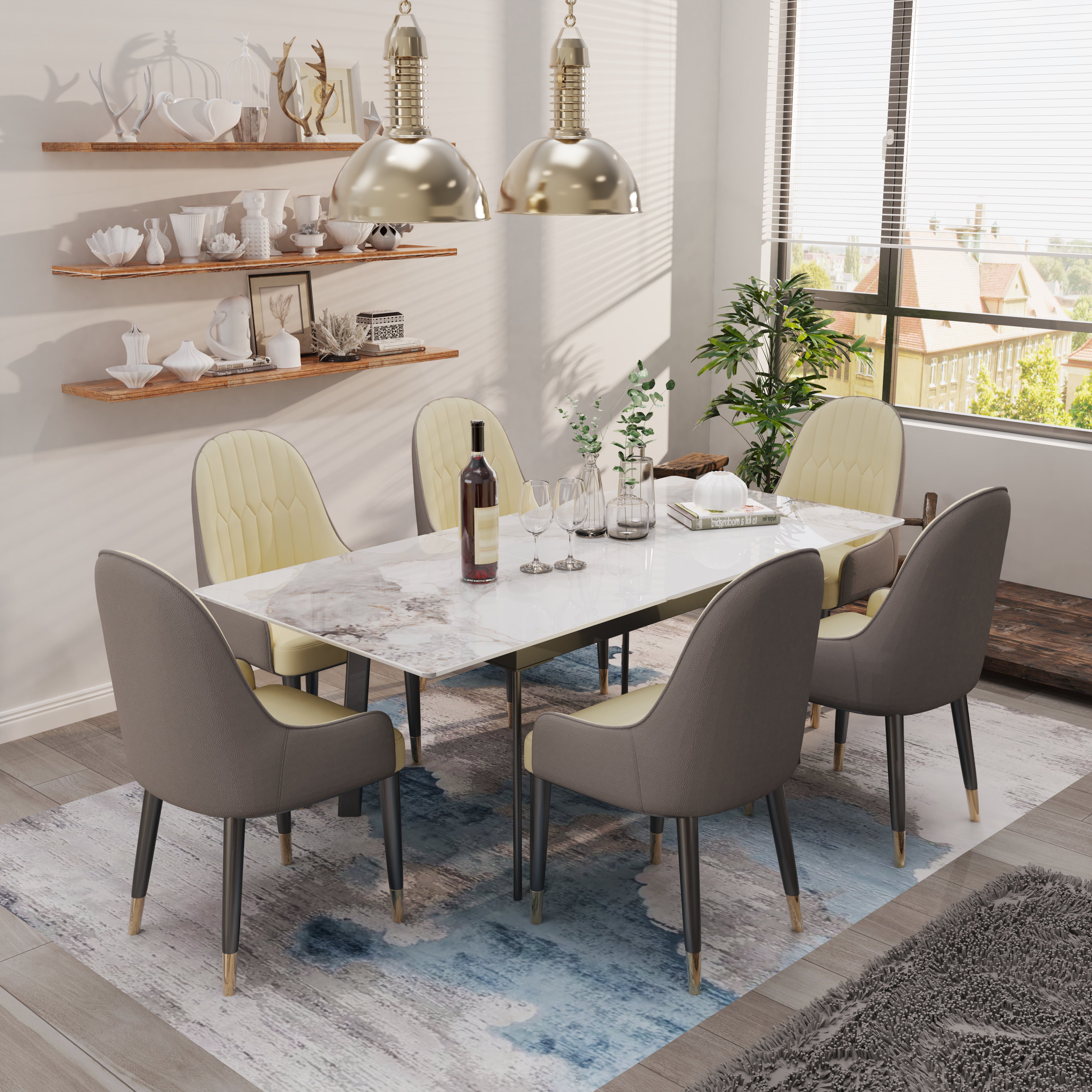 51.1"-62.9" Extendable Rectangle Dining Table