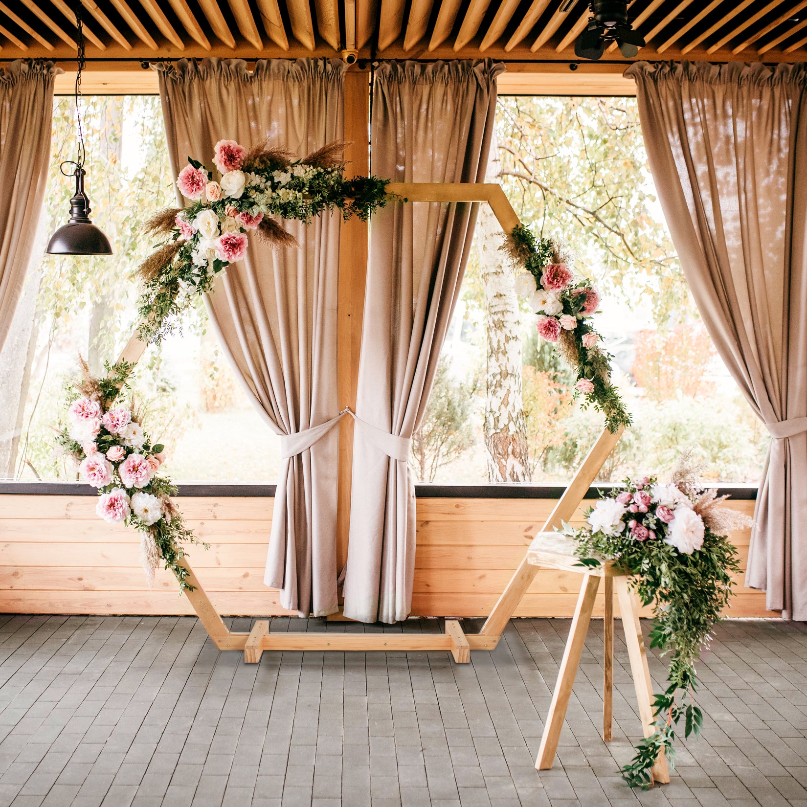 Hexagon Wooden Wedding Arch Stand