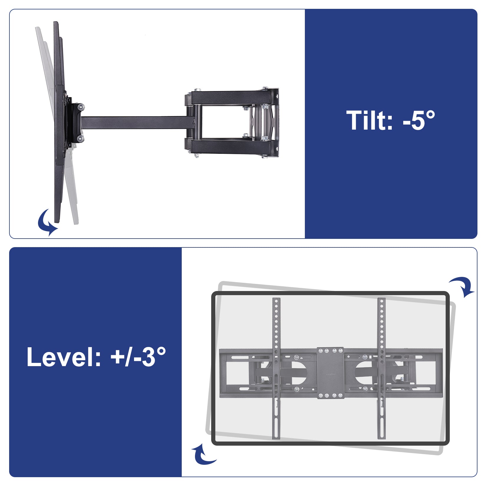 TV Wall Mount Corner Bracket fits 32”-65” Screens, VESA up to 600x400mm