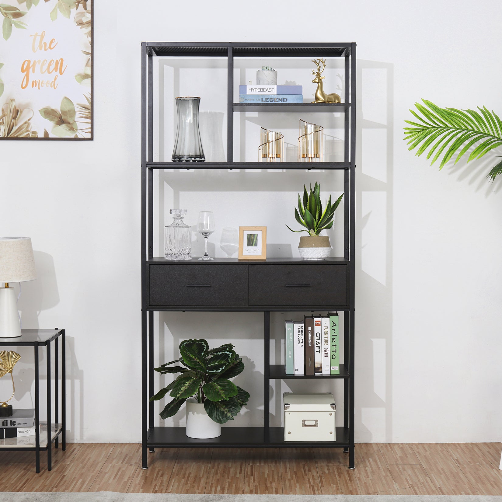 Tall Bookshelf with Drawers