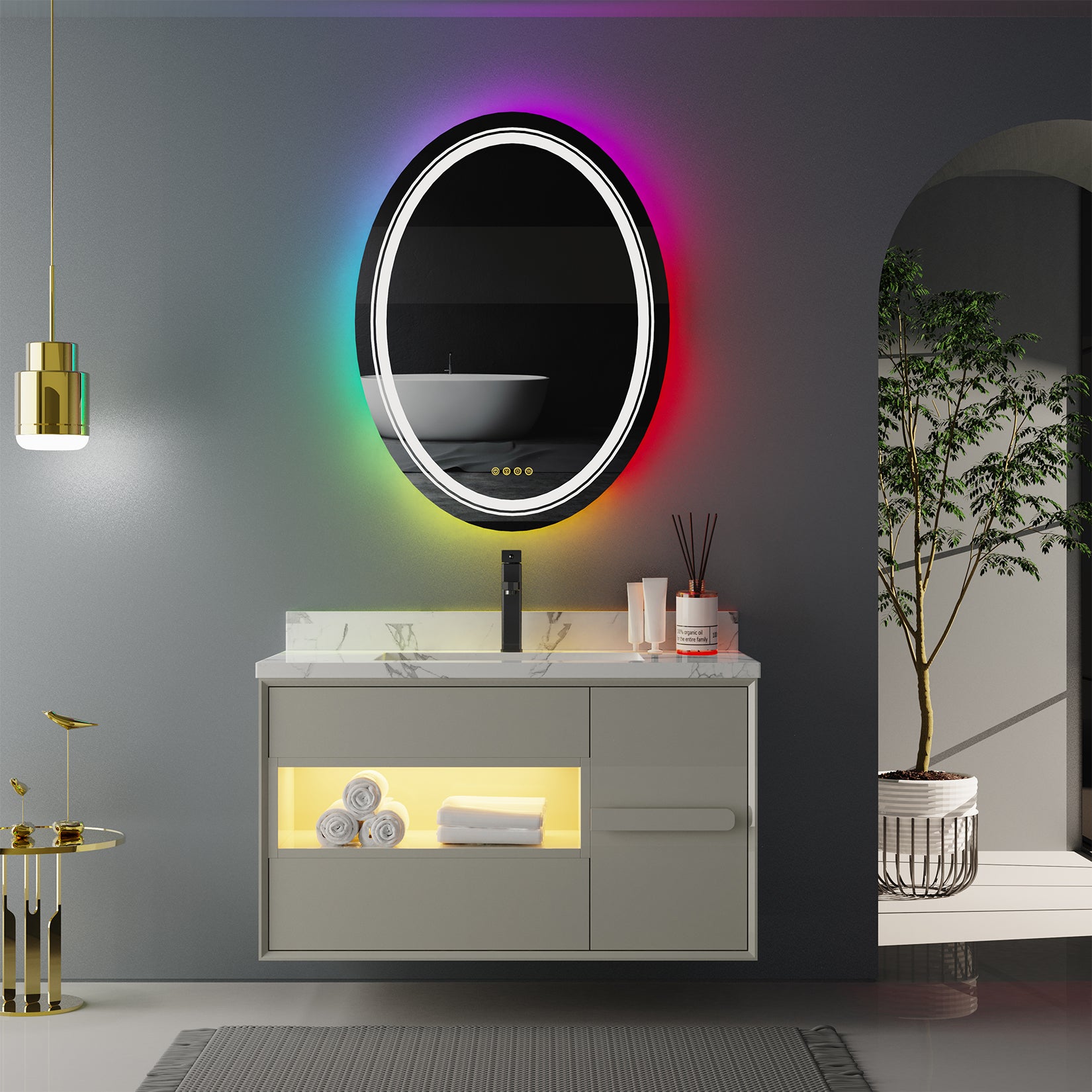 Oval RGB Bathroom Mirror