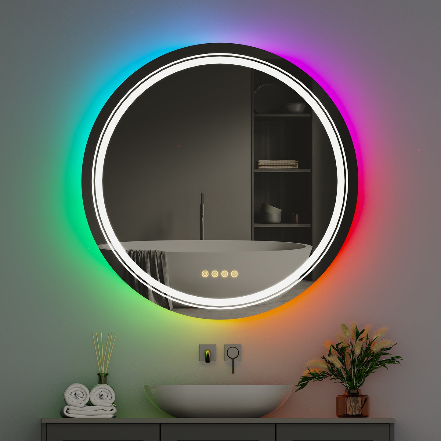 Round Led RGB Backlit Bathroom Mirror