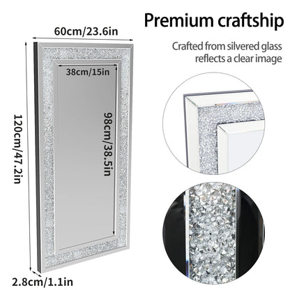Rectangle Crystal Crush Diamond Wall Mirror