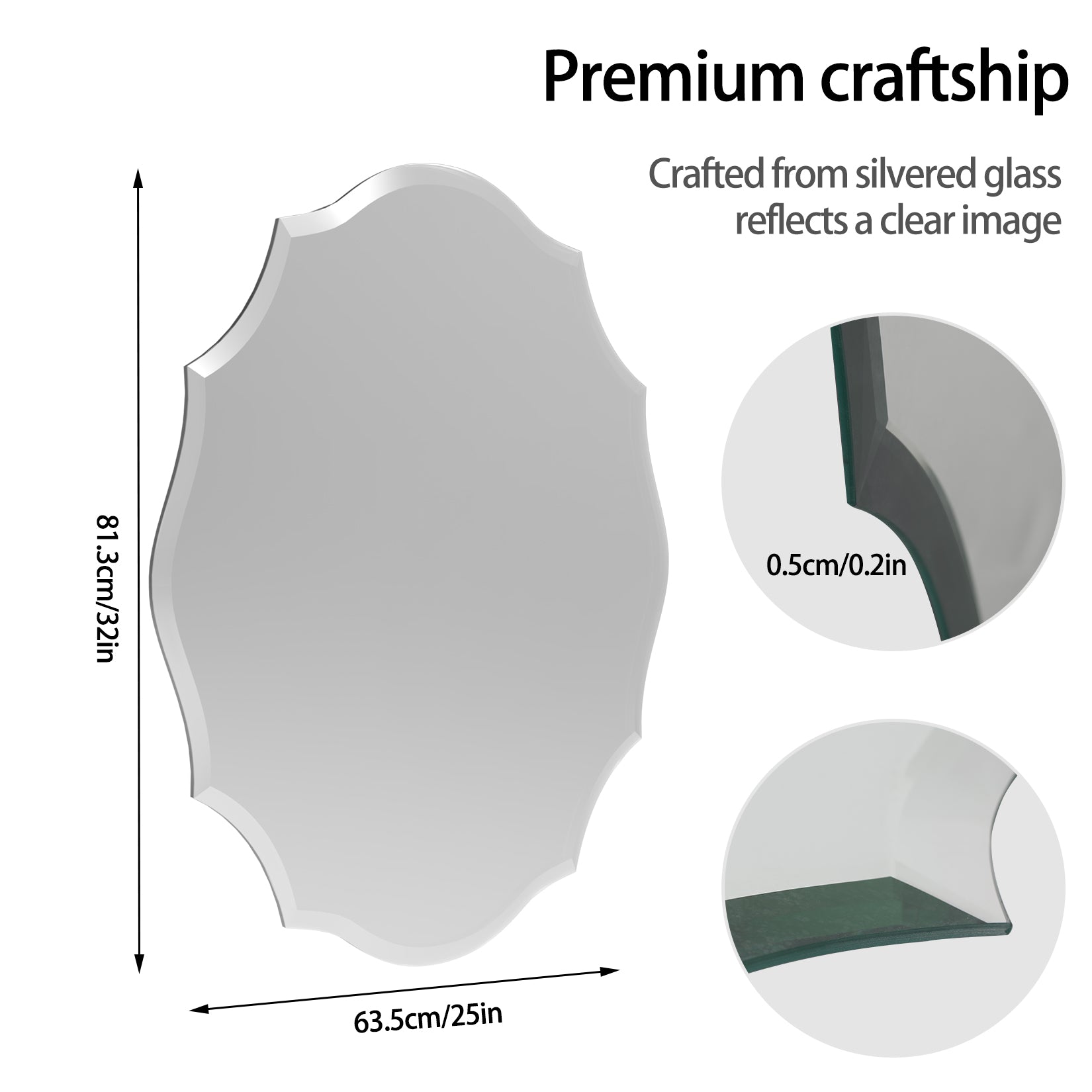 Asymmetrical Irregular Wall Mirror for Fireplace