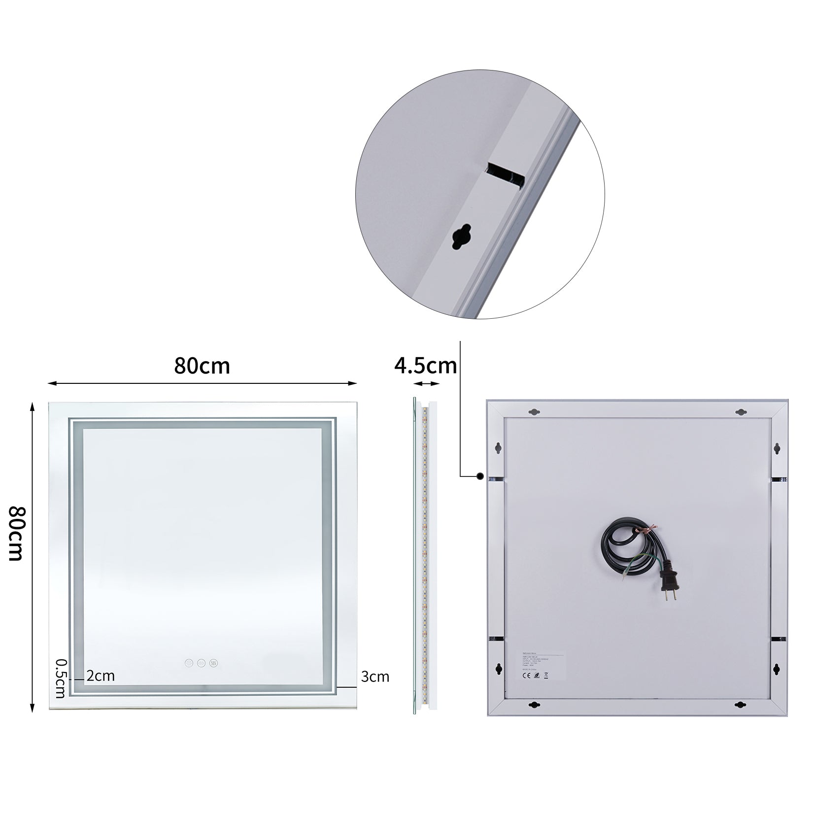 Square Led Backlit Vanity Bathroom Mirror