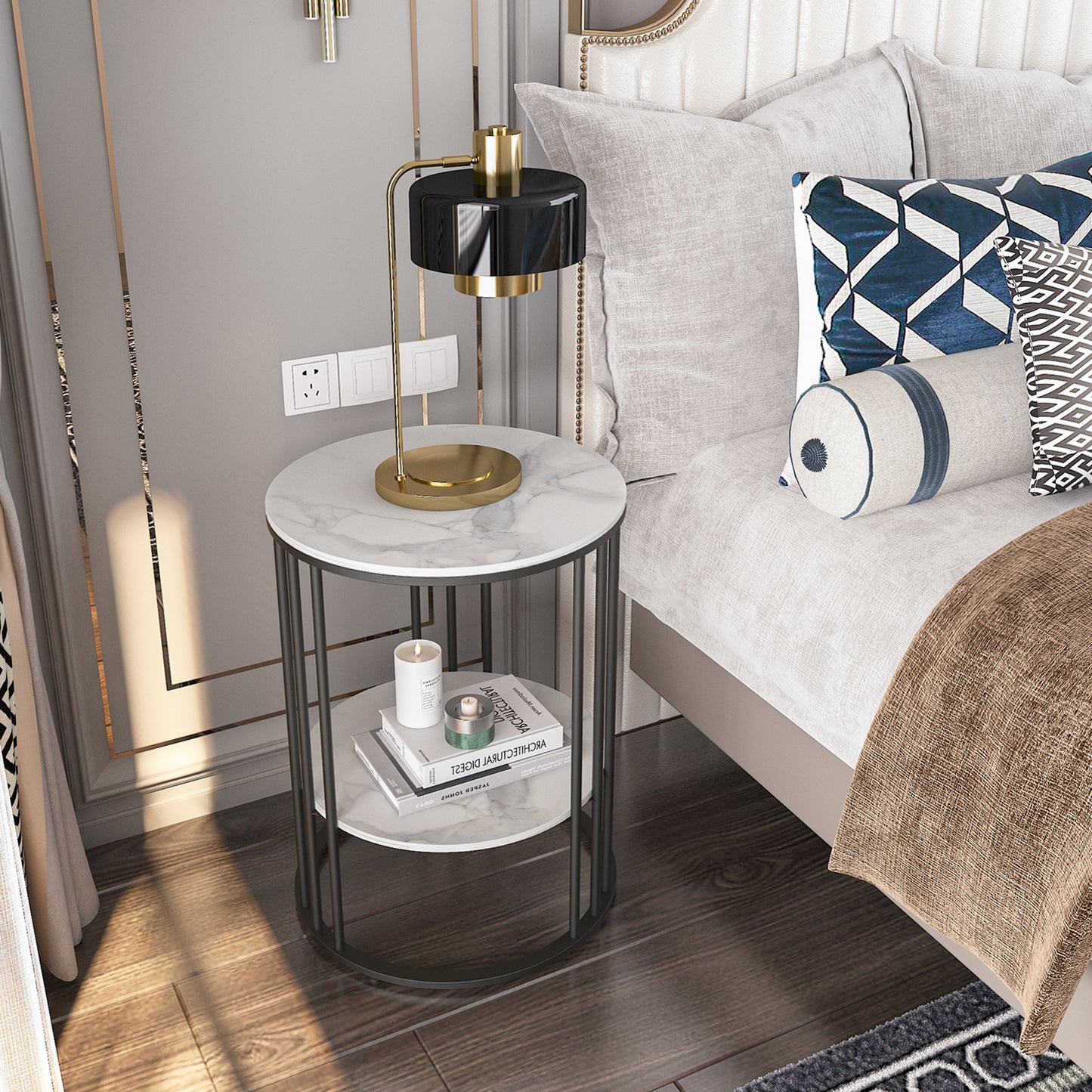 Two-tier Side Accent Table for Sofa Side