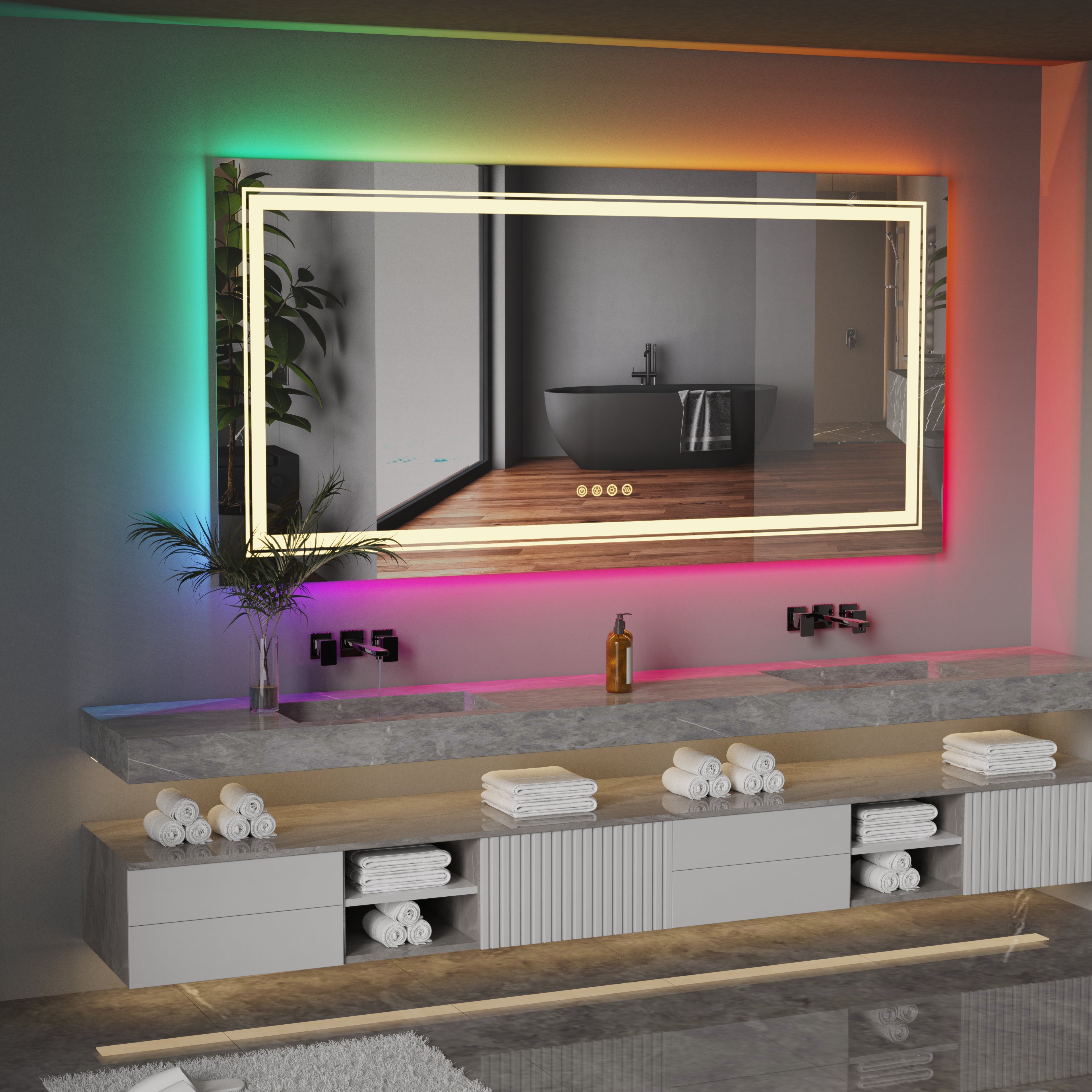 Cool RGB Large Bathroom Mirror 1200x600mm