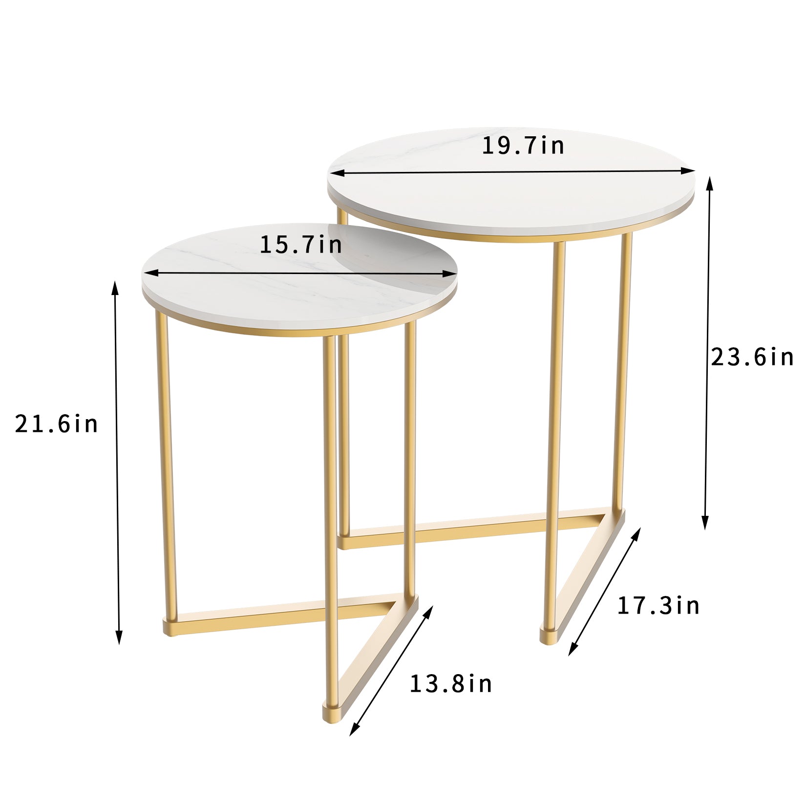 Set of 2 Nesting Sintered Stone Side Table Set