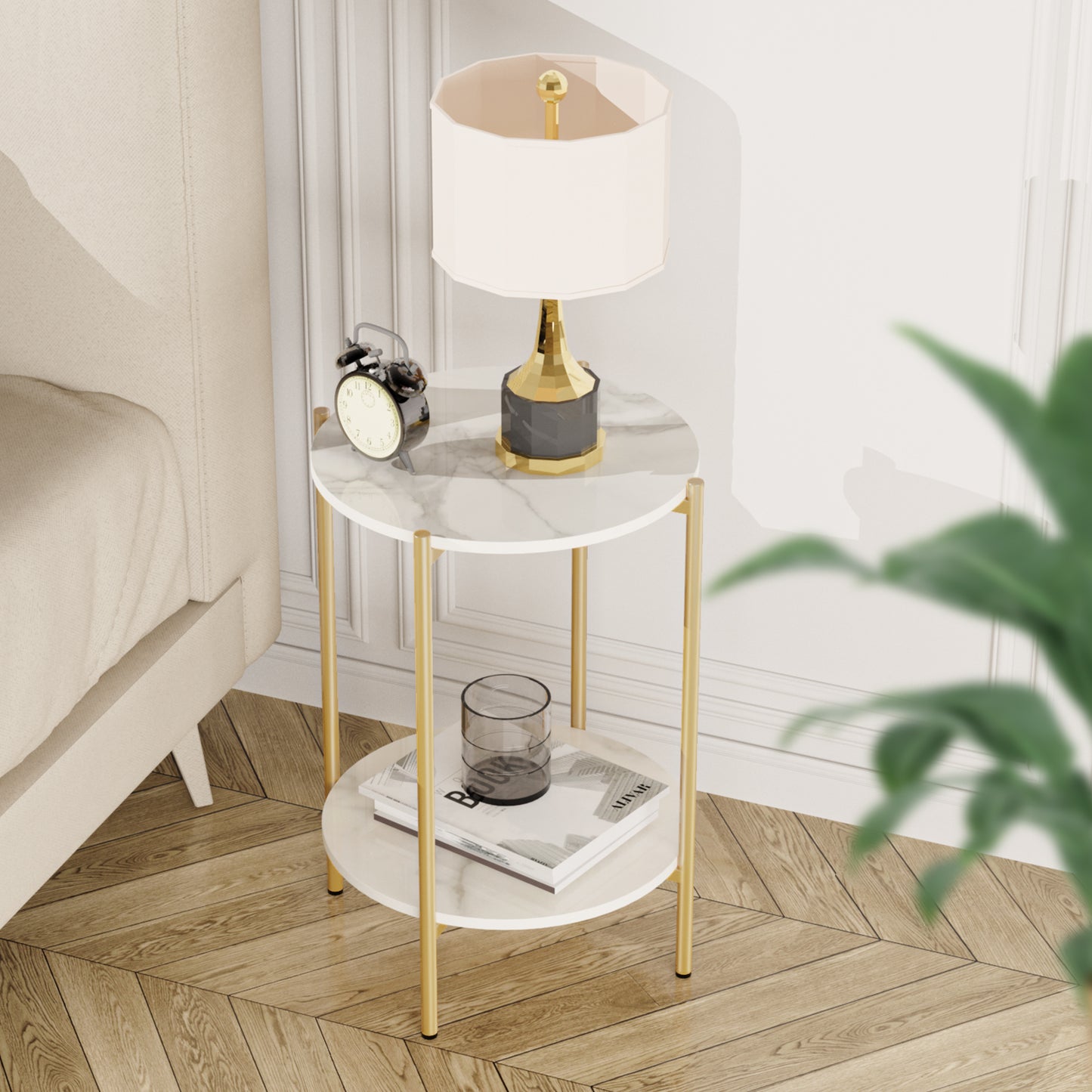 Round Sintered Stone Side Accent Table