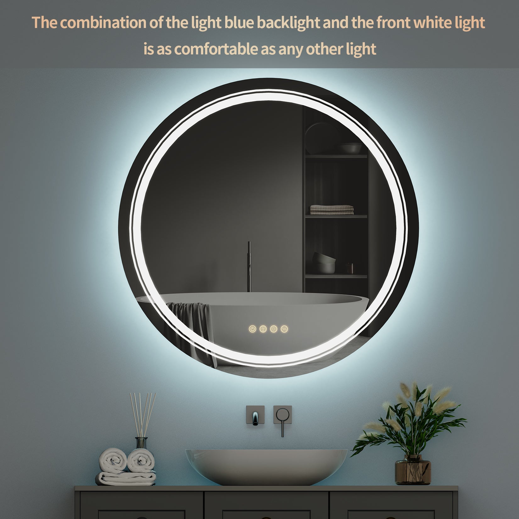 Round Led RGB Backlit Bathroom Mirror, Same as Amazon