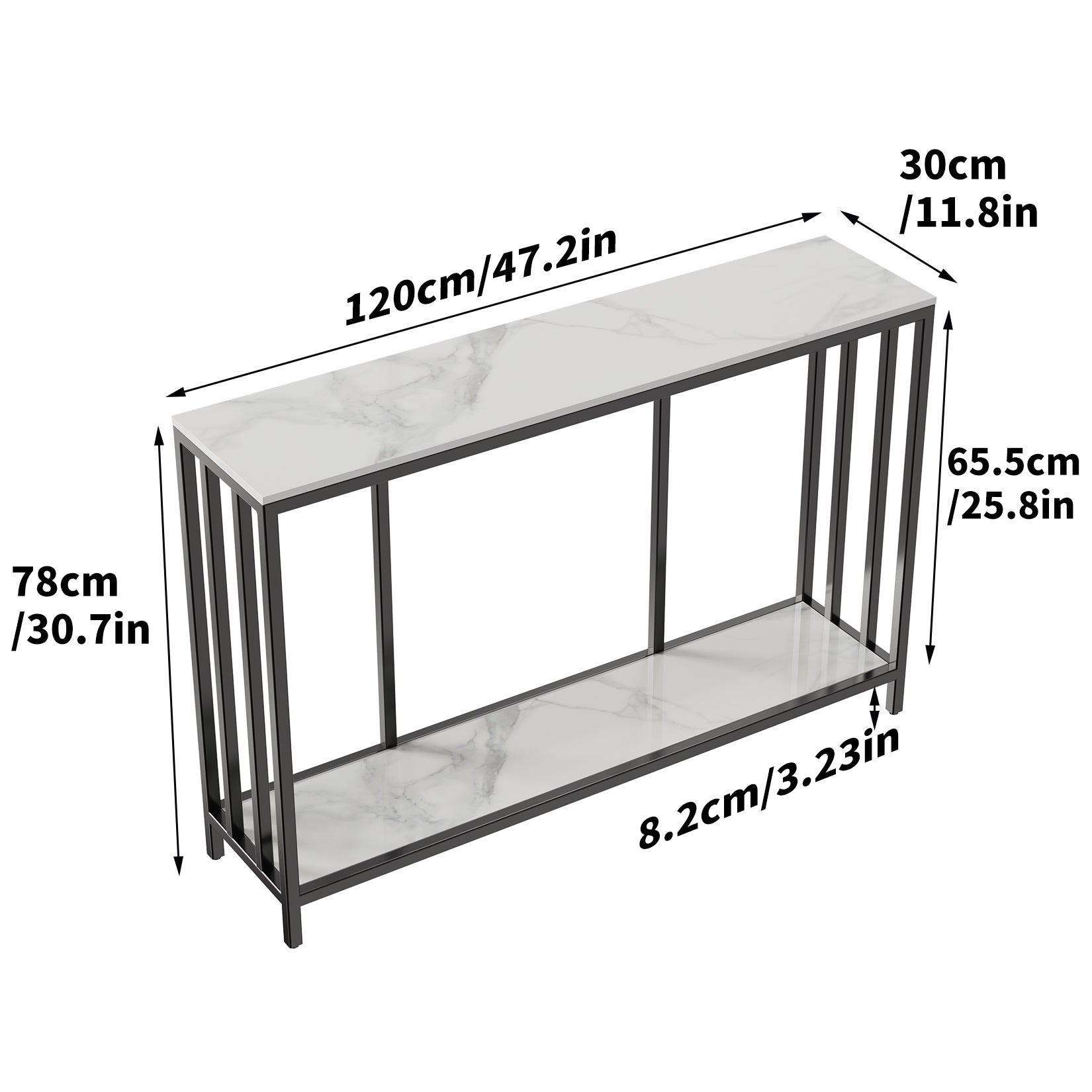 Modern Console Foyer Table w/ Metal Black Frame