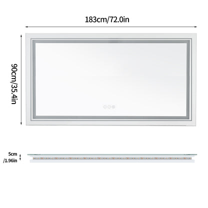 Dimmable Led Backlit Bathroom Mirror, 1830x900mm