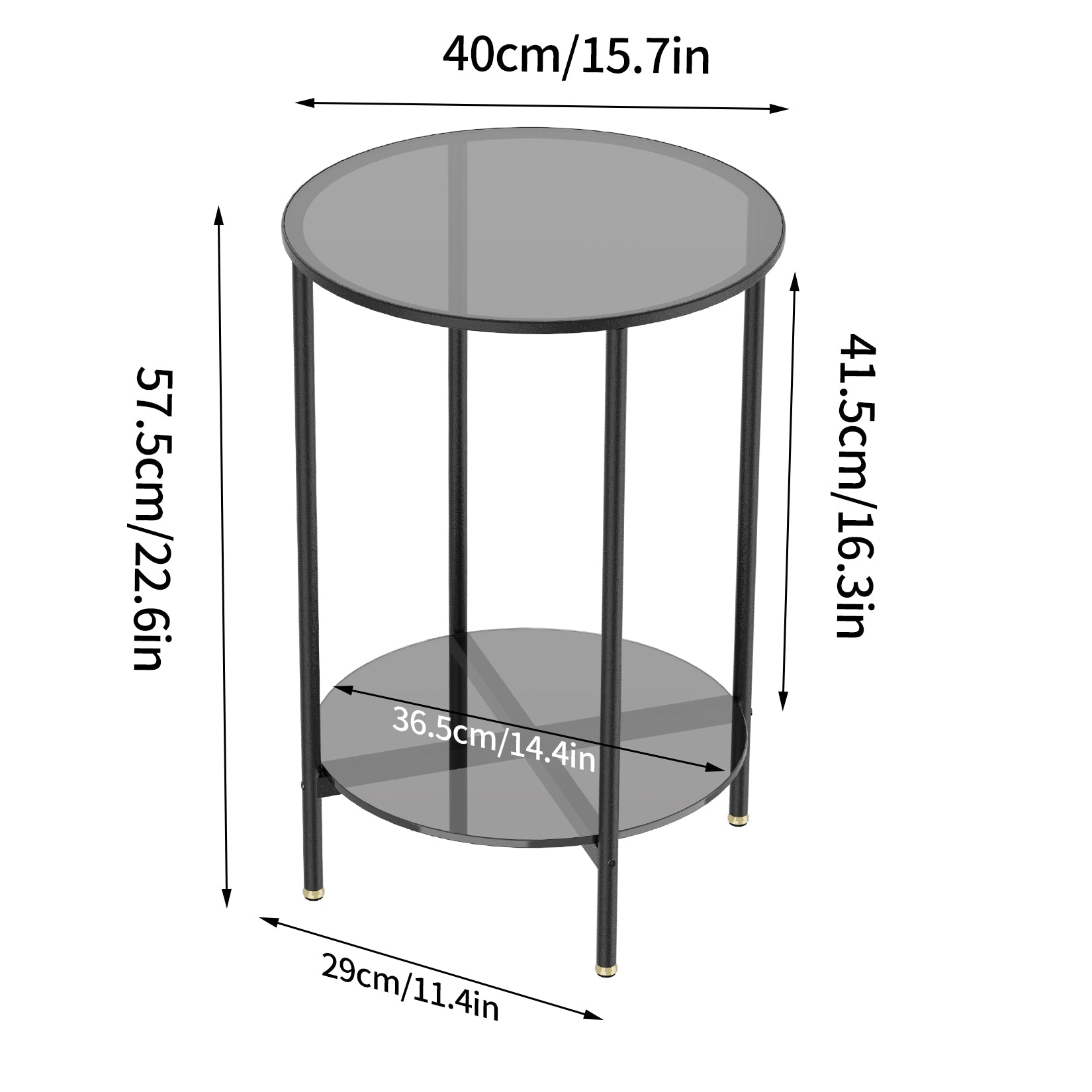 Round Glass Top Sofa Side Table