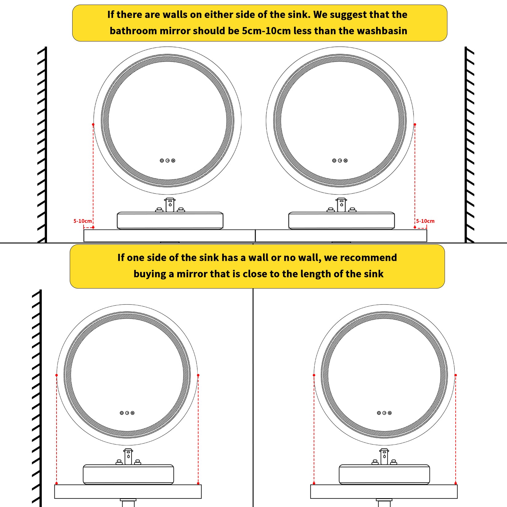 Round Anti-fog Bathroom Mirror Backlight