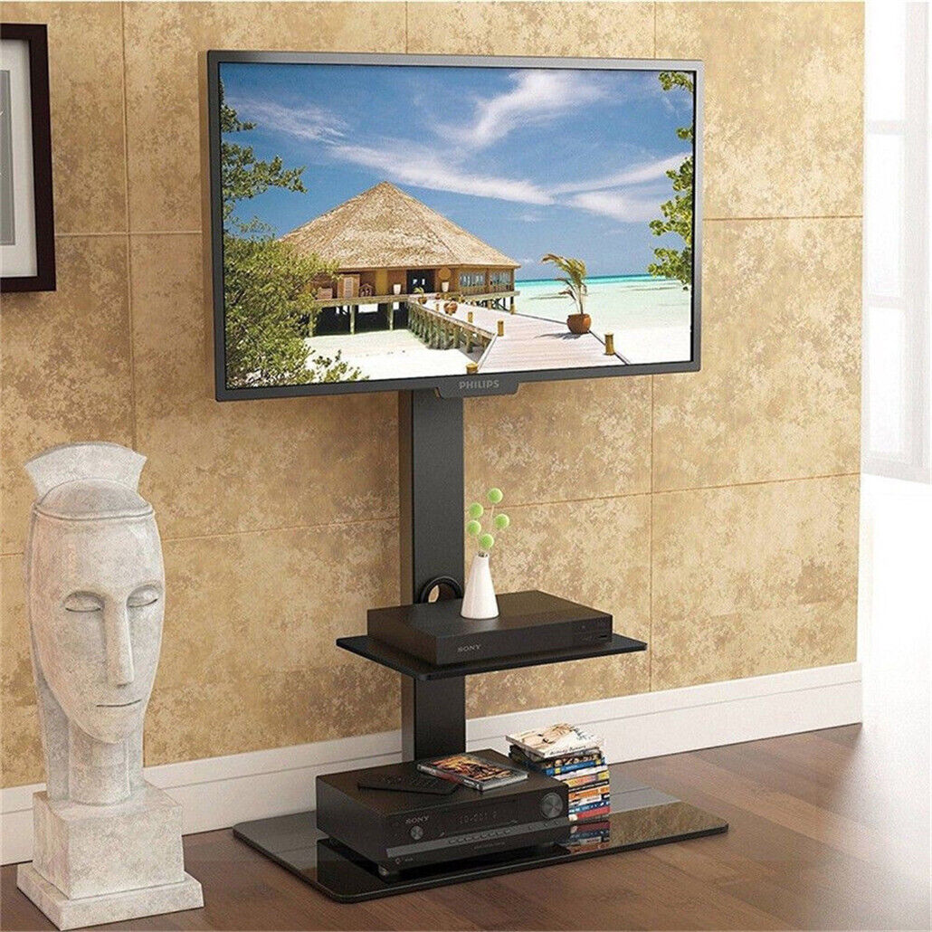 Swivel Tall Corner Floor TV Stand 32-65in w/ Media Storage