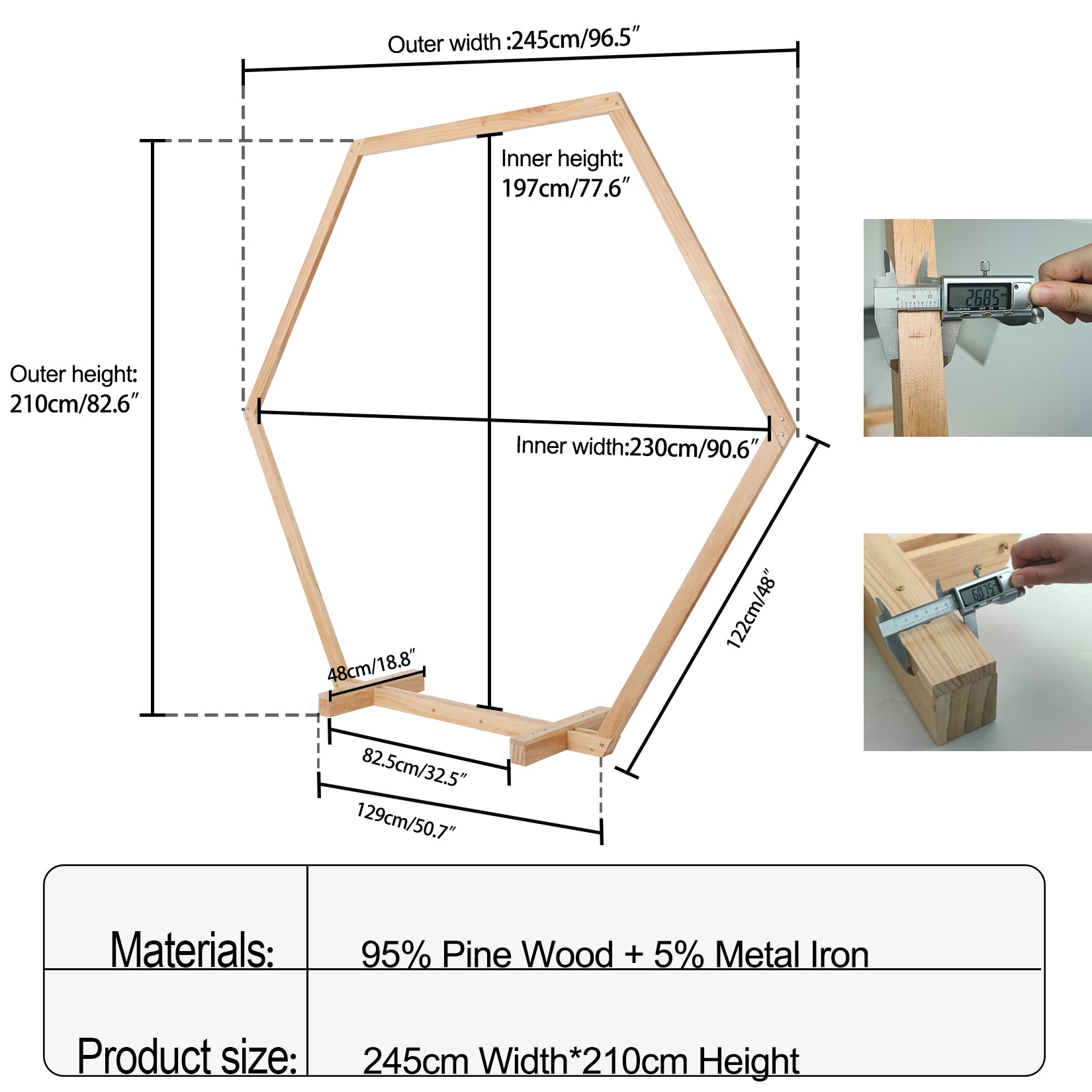 Hexagon Wooden Wedding Arch Stand