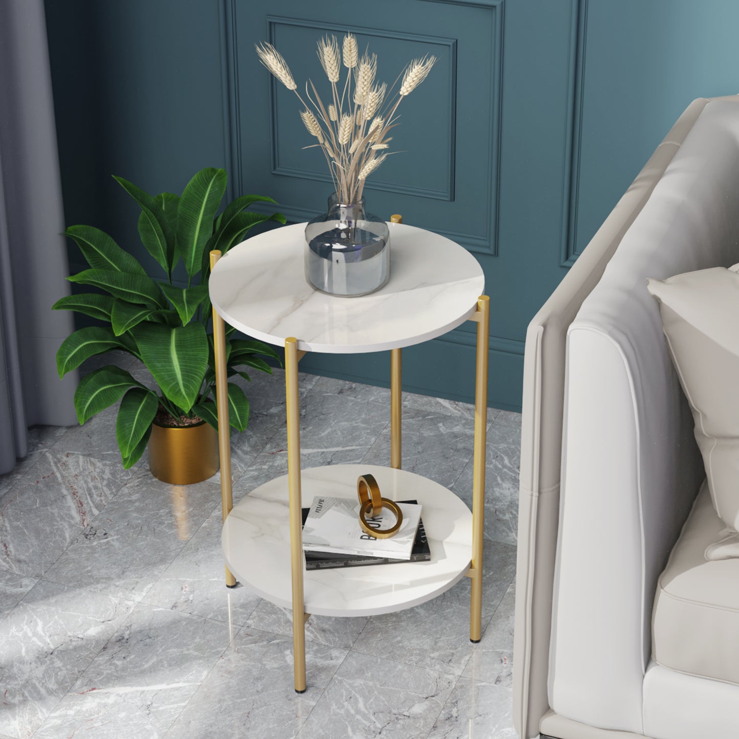 Round Sintered Stone Side Accent Table