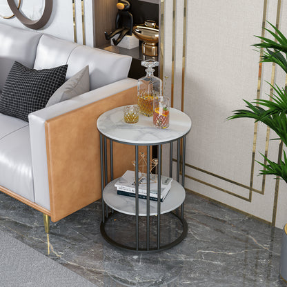 Two-tier Side Accent Table for Sofa Side