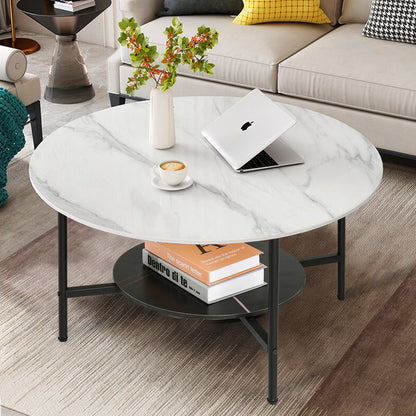 Round Coffee End Table with 2 Tiers