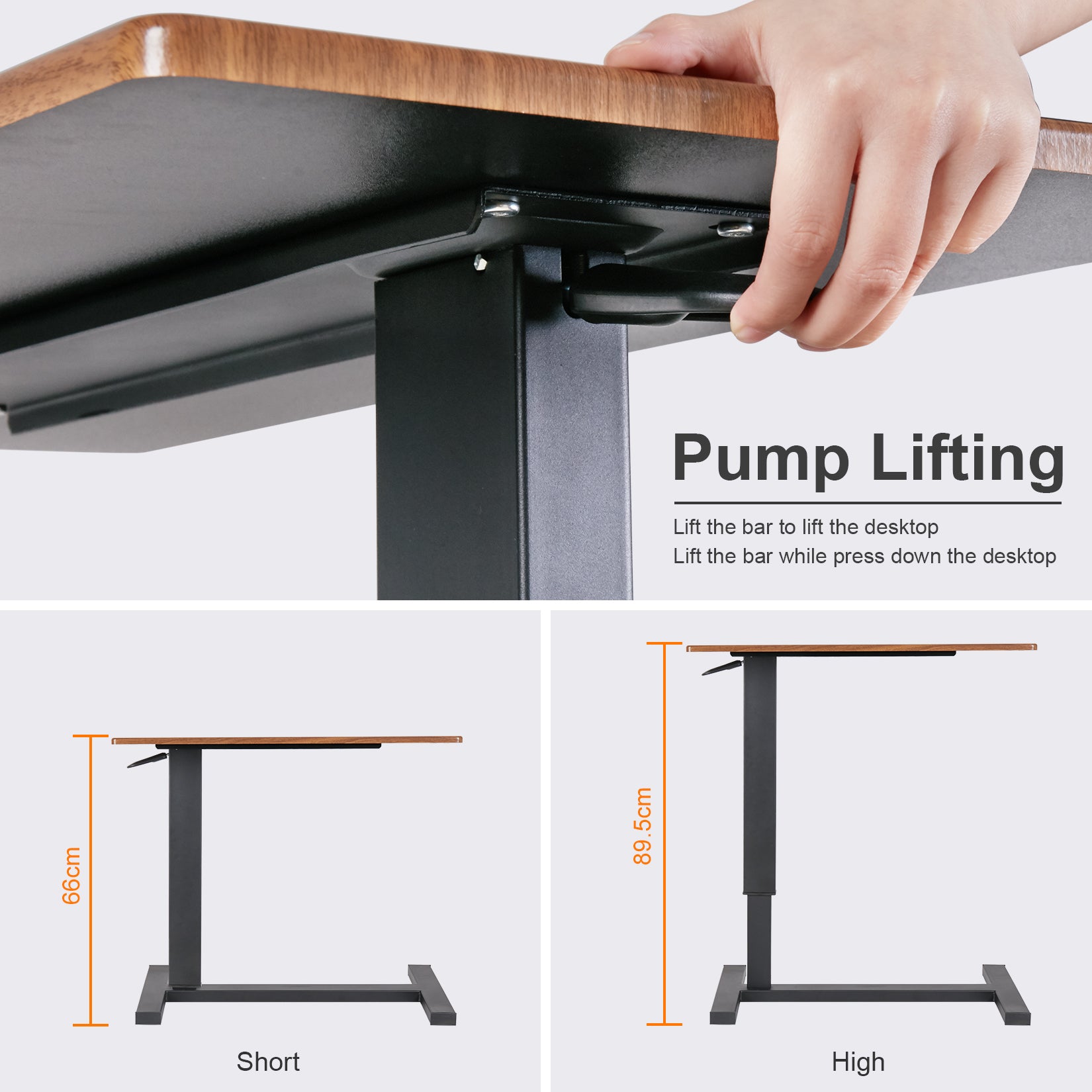 Overbed Bedside Table, Height Adjustable with Wheels