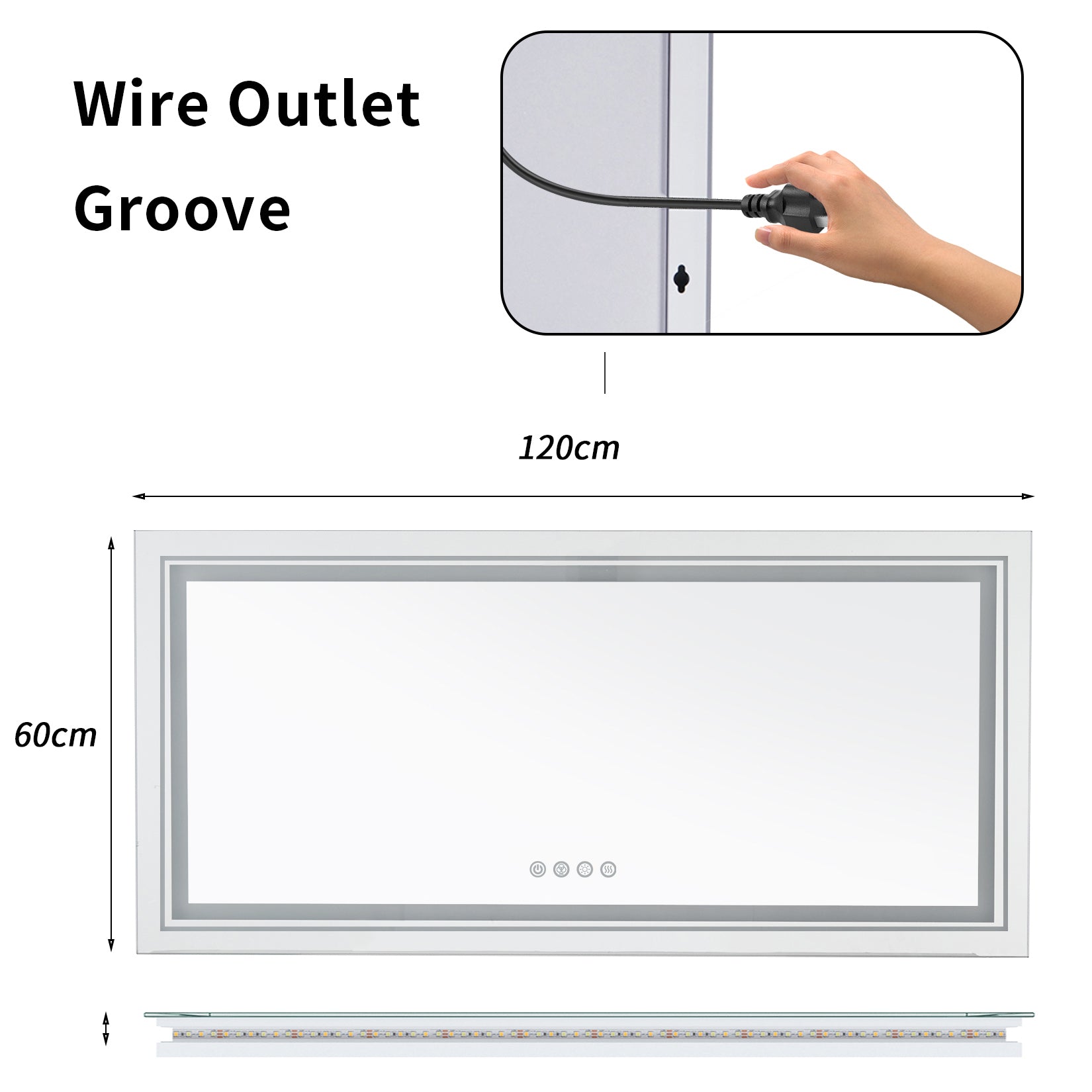 Cool RGB Large Bathroom Mirror 1200x600mm