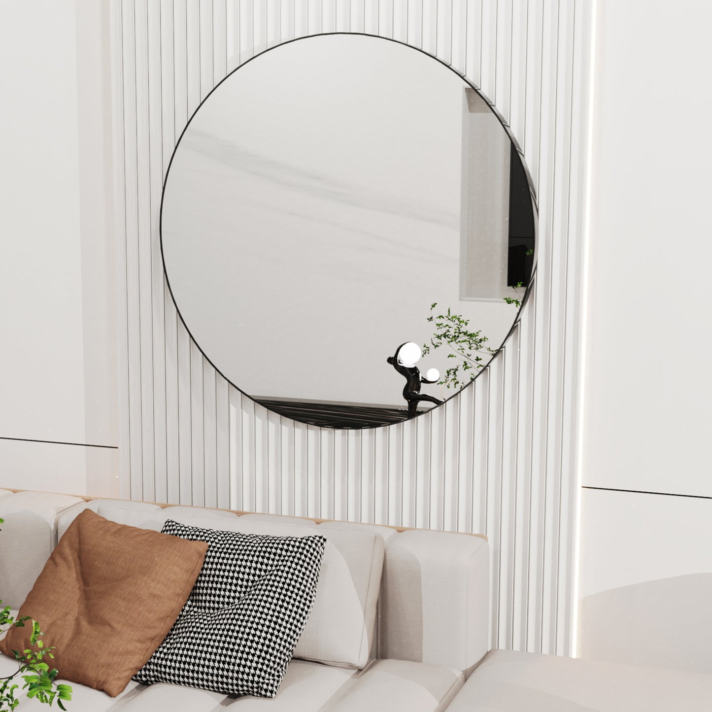 31.5” Round Wall Black Circular Mirror