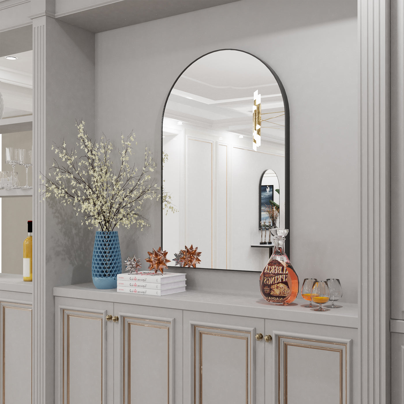 Black Metal Framed Arched Wall Mirror – WisFor
