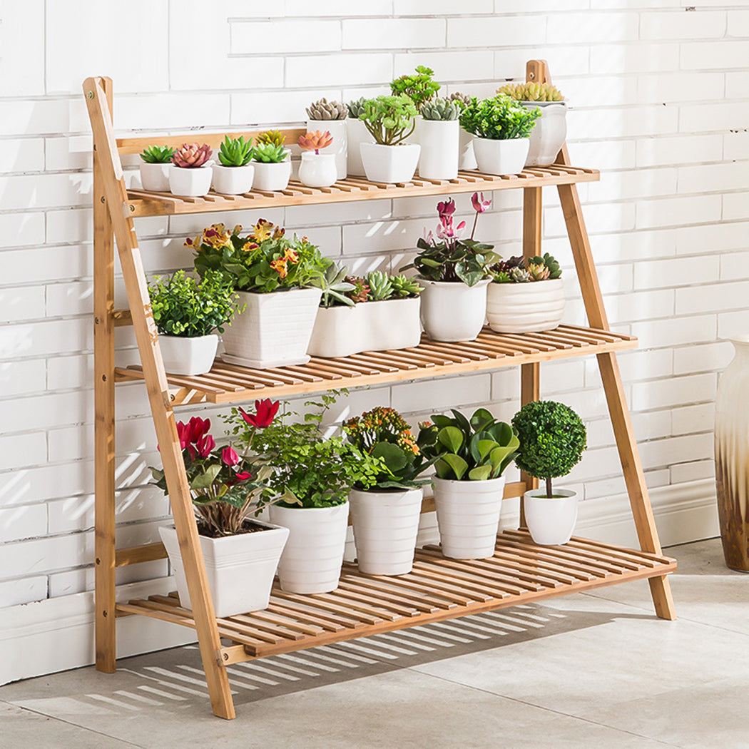 Foldable Bamboo Plant Flower Stand