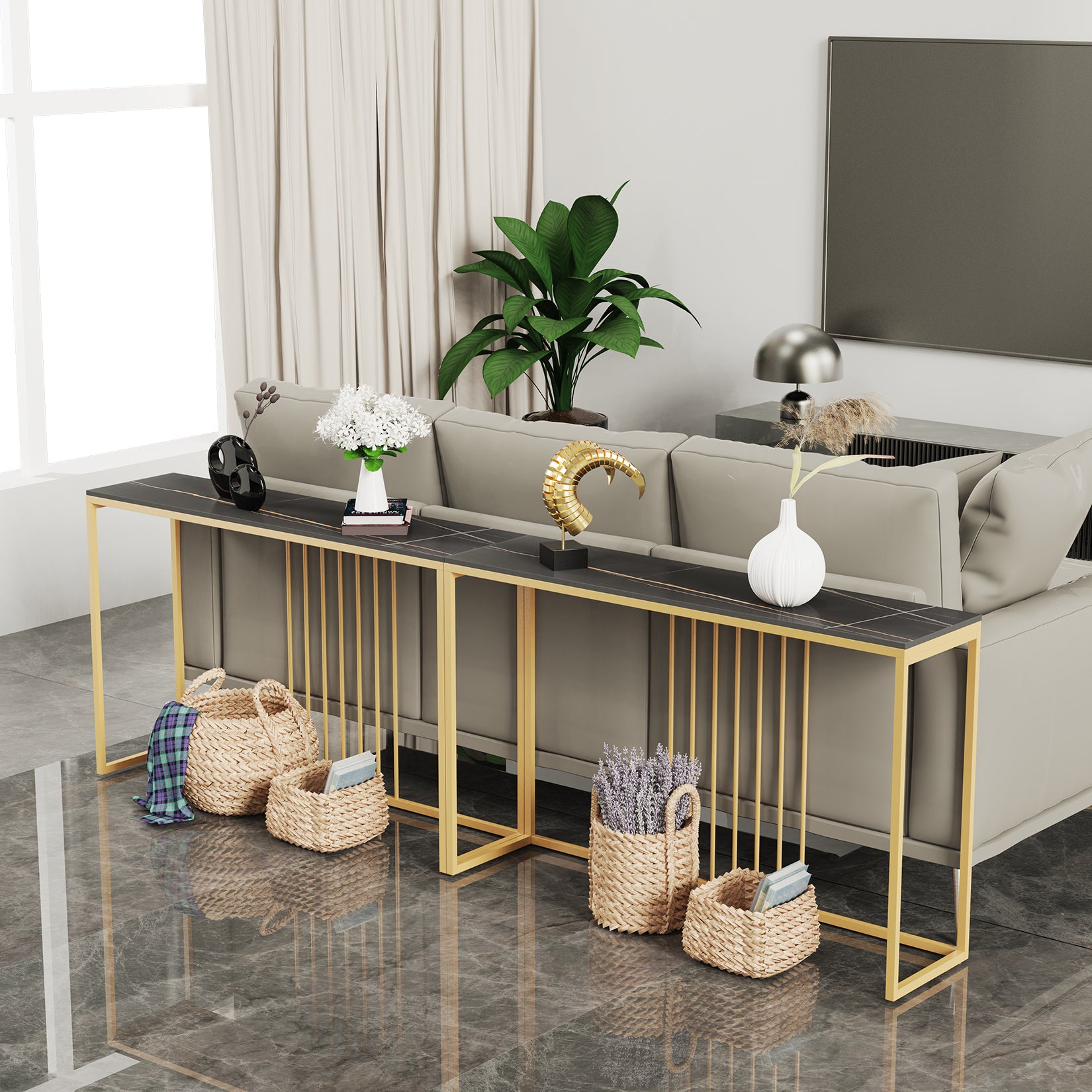 Modern Long Console Table Sofa Table for Hallway Foyer