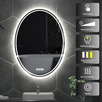 Oval Led Backlight Lighted Bathroom Mirror