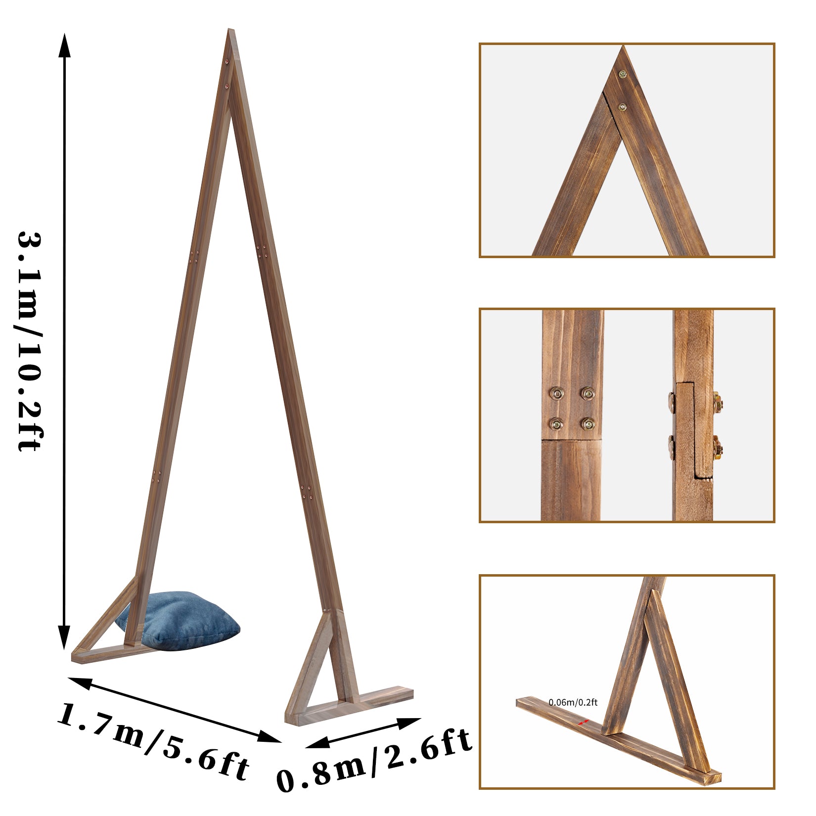 Wooden Wedding Arch Stand Triangle Base