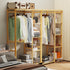 Functional Bamboo Garment Rack Stand w/ Storage Shelves