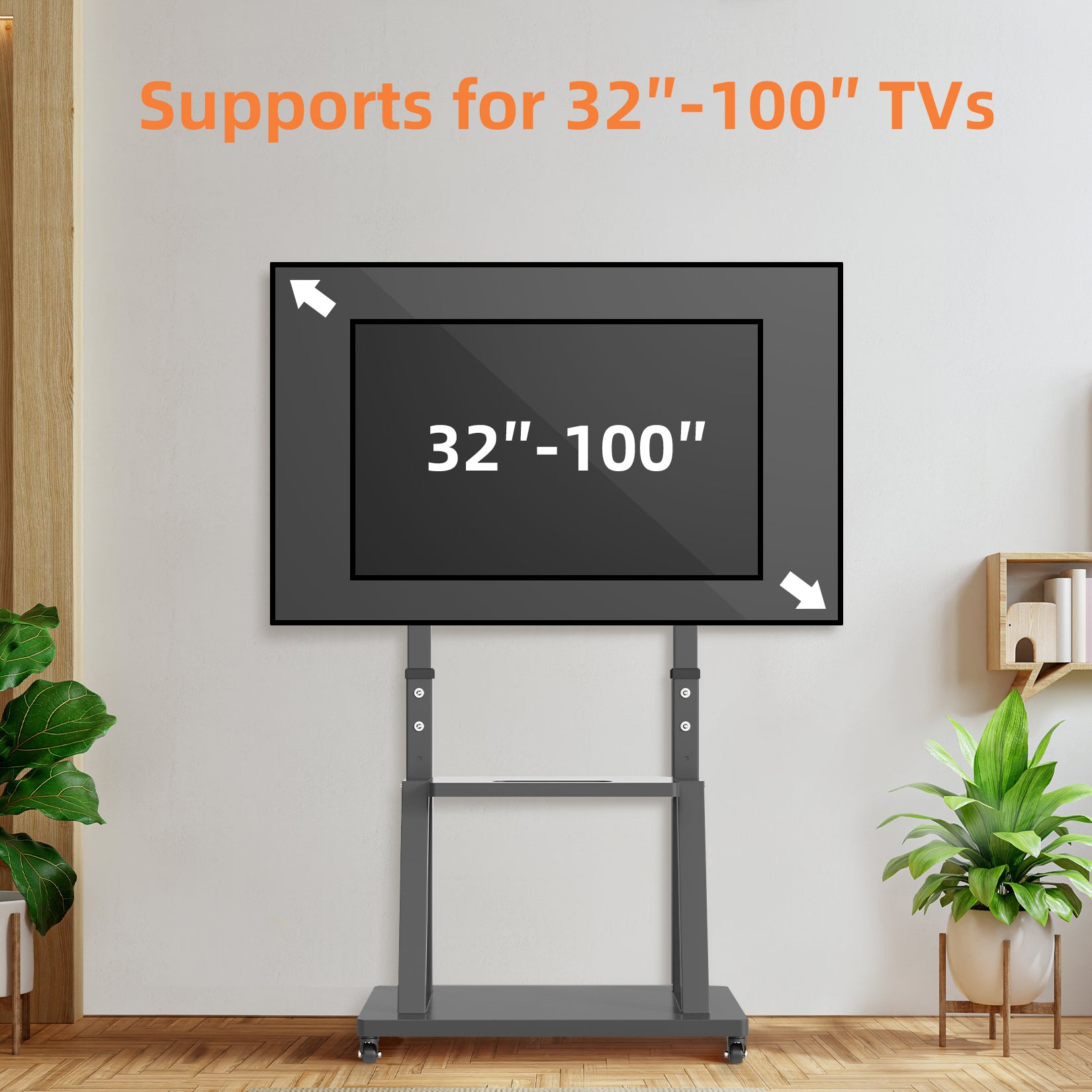 Floor Mobile TV Cart Stand for 32”-100” Screens MAX VESA 800x600mm