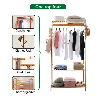 Bamboo Garment Hanging Clothes Stand