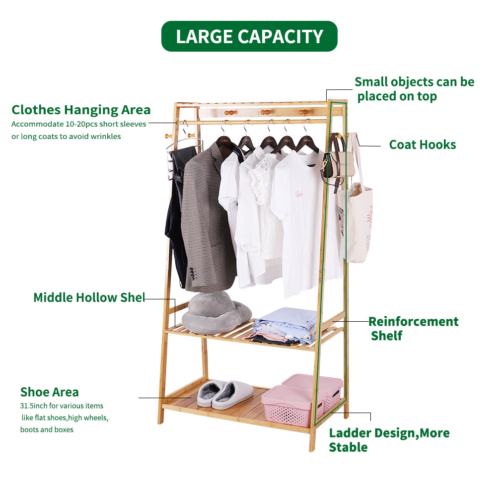 Environmental-friendly Bamboo Garment Clothes Stand