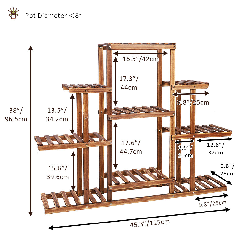 Carbonized Wooden Flower Rack Display Stand