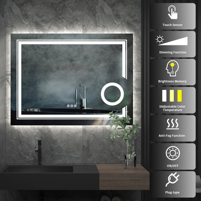 Smart Wall Vanity Mirror with 3X Magnifier
