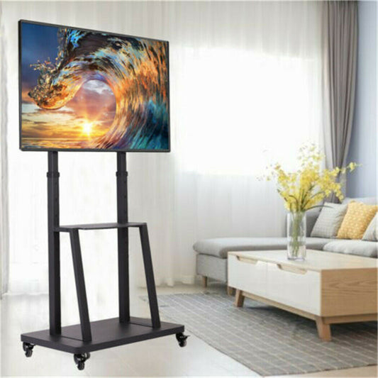 Heavy TV Floor Stand TV Cart Stand on Wheels for 32"-80"